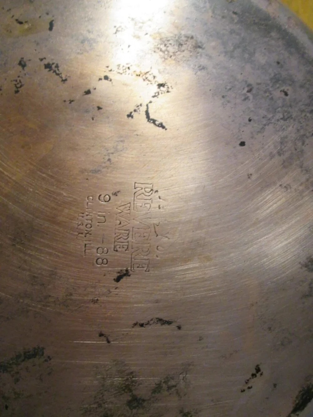 Vtg Revere ware 9 in skillet and lid 1801 clinton il copper clad
